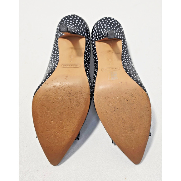 COACH Landrie Polka Dot Pointed Toe Bow Heels Black/White dots Women SZ 7 B - Picture 9 of 10